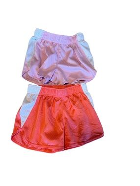 bcg Girls' Active Shorts Two-Pack - Light Pink and Coral with White Panels